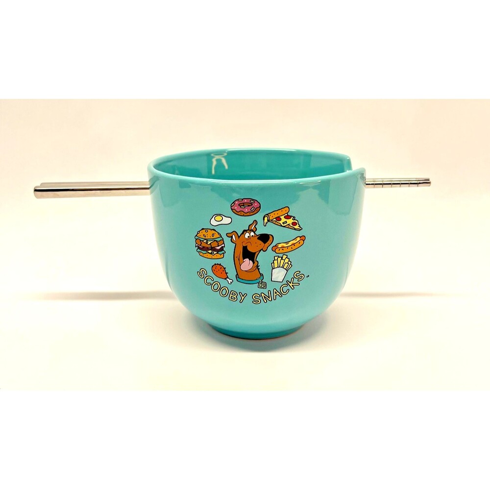 Silver Buffalo Scooby-Doo Ceramic Ramen Noodle/Rice Bowl w/ Silver Chopsticks